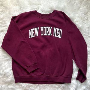 New York Med College Crewneck Sweatshirt in Burgundy